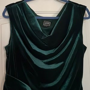 JH velour emerald sleeveless mid-length dress.
